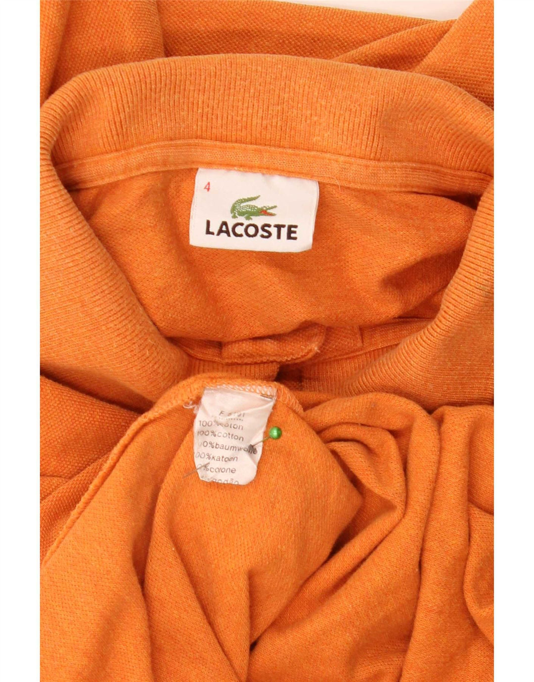 Lacoste Herren-Langarm-Poloshirt, Größe 4, mittelorange Baumwolle