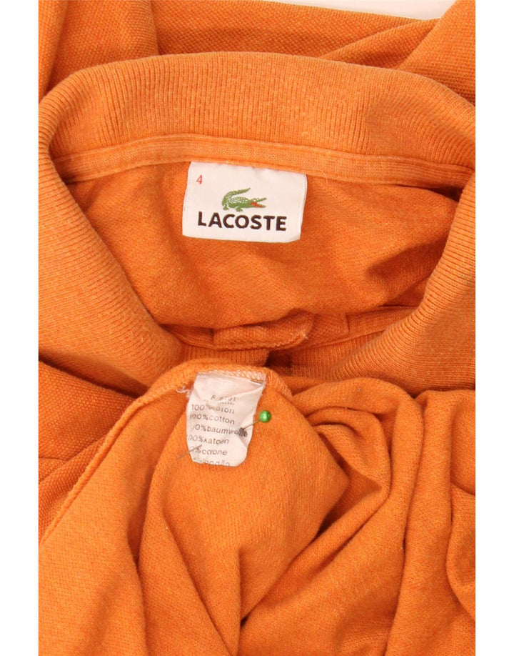 Lacoste Herren-Langarm-Poloshirt, Größe 4, mittelorange Baumwolle
