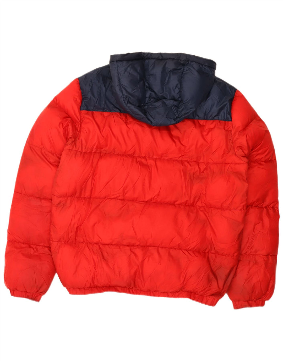 TOMMY HILFIGER Wattierte Herrenjacke mit Kapuze, UK 40, Größe L, Rot, Farbblock