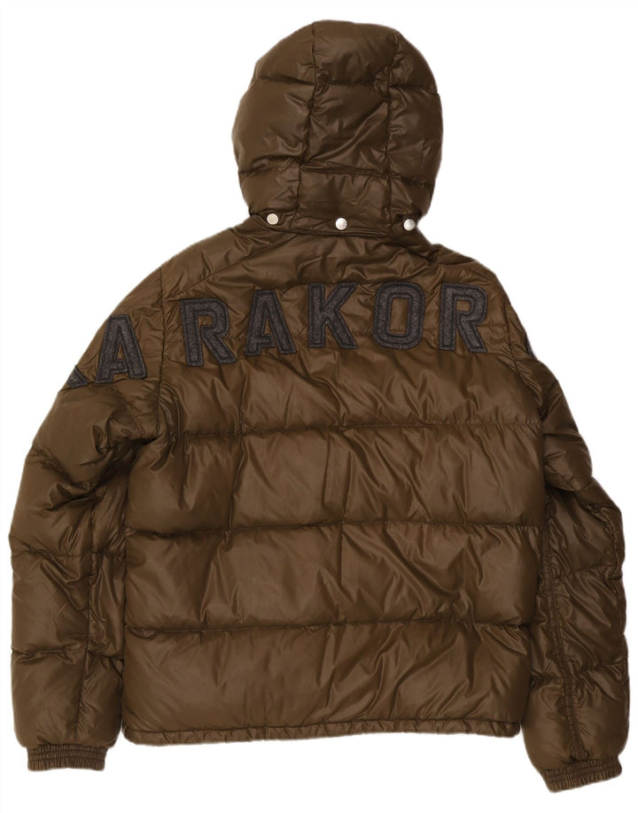 Moncler Herren Graphic Hooded Wattierte Jacke Größe 5 2XL Khaki Polyamid