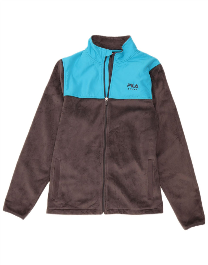 FILA Damen Fleecejacke UK 14 Mittelgraues Colourblock-Polyester