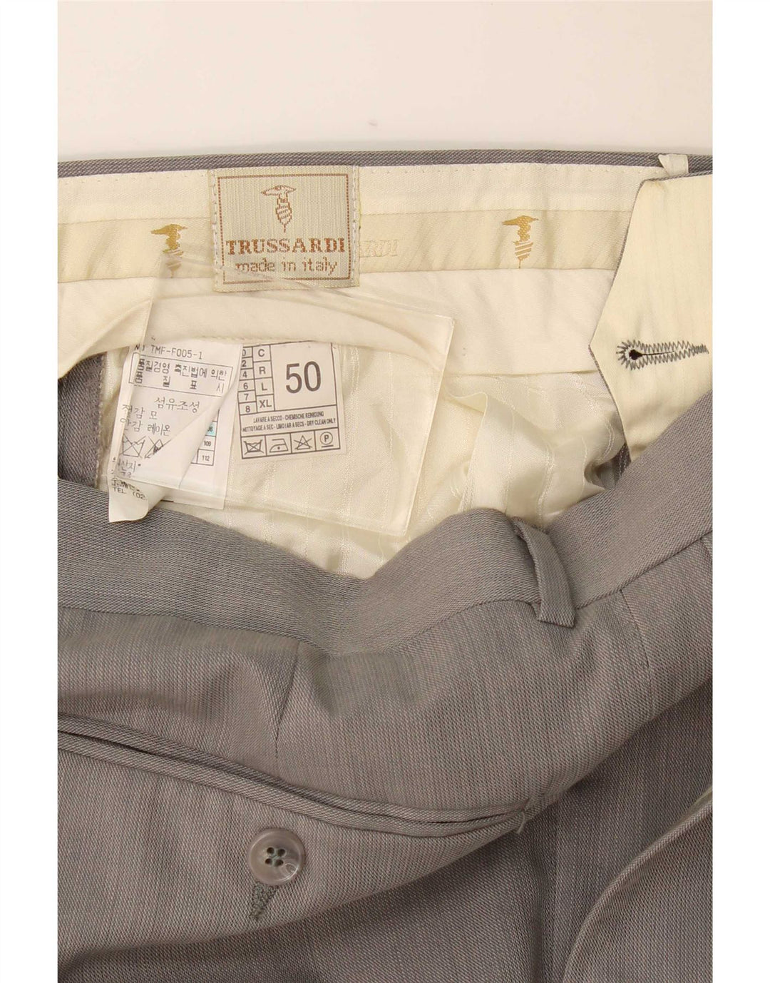 Trussardi Herren-Anzughose mit Klammern, Größe 50, Größe L, W36, L28, Grau