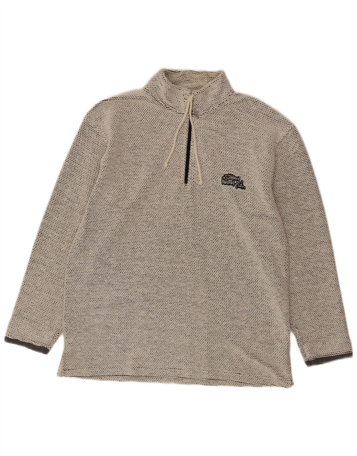 WEIRD FISH Herren-Sweatshirt mit Reißverschluss am Hals, groß, aus grauer Baumwolle
