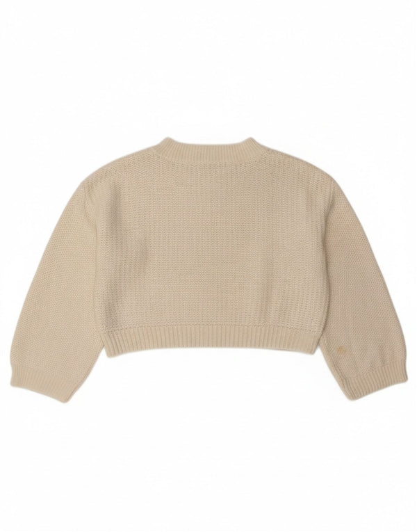 Zara Damen Crop Loose Fit Rundhalspullover Pullover UK 16 Large Off White