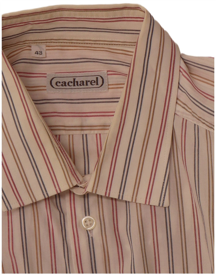 CACHAREL Herrenhemd Größe 43 XL Off White Nadelstreifen