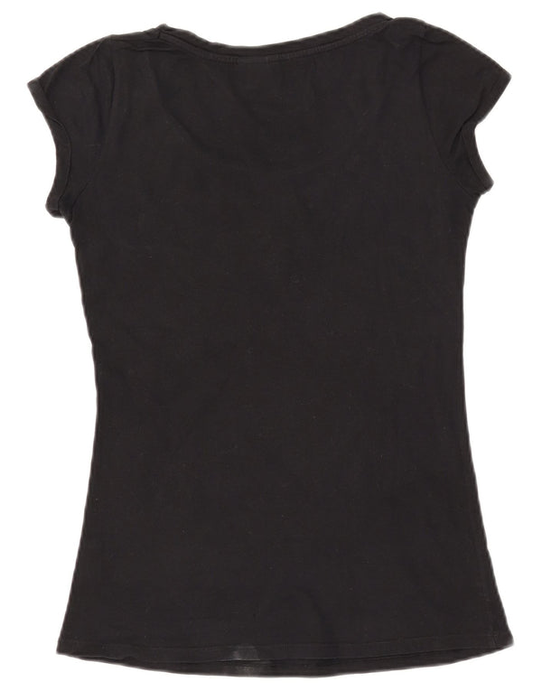 BENETTON Womens Peanuts Graphic T-Shirt Top UK 6 XS Schwarz Baumwolle