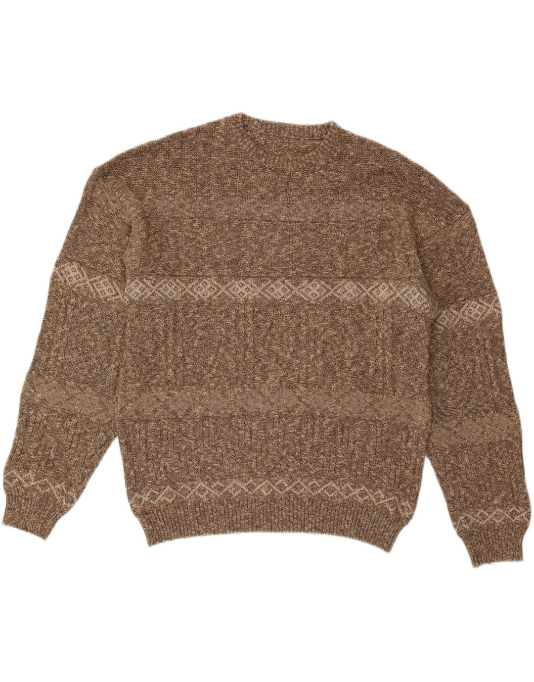VINTAGE Herren Pullover mit Rundhalsausschnitt IT 56 2XL Braun gestreift