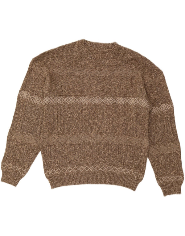 VINTAGE Herren Pullover mit Rundhalsausschnitt IT 56 2XL Braun gestreift