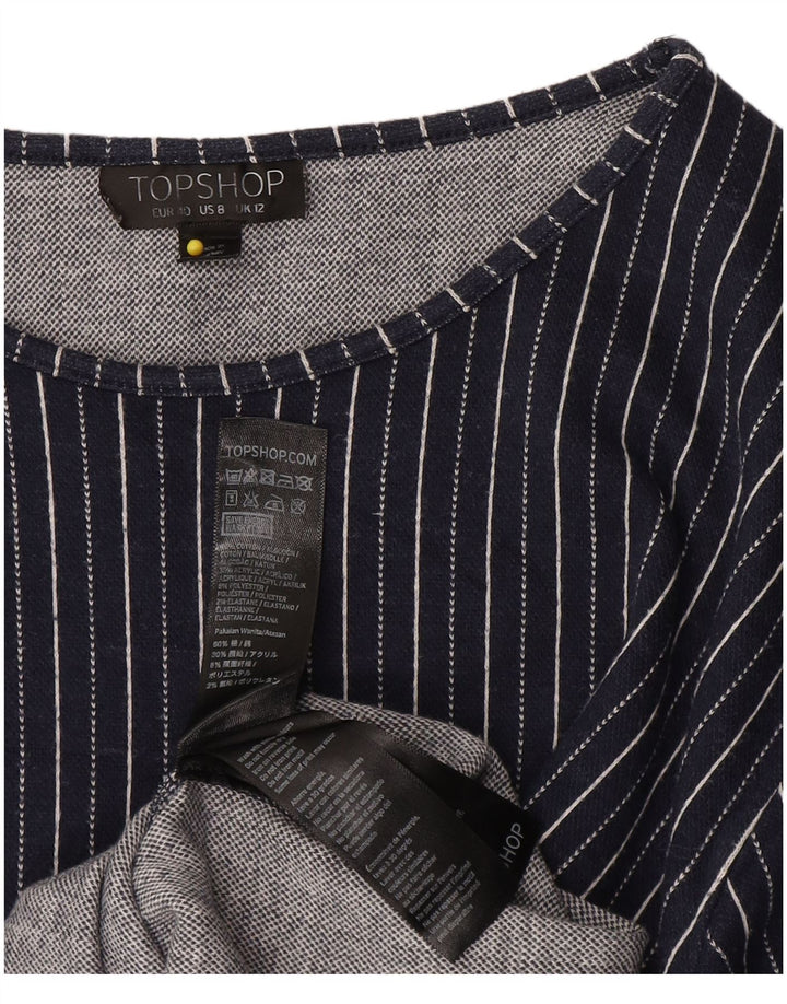 Topshop Damen-Etuikleid, UK 12, mittelmarineblau, gestreift, Baumwolle