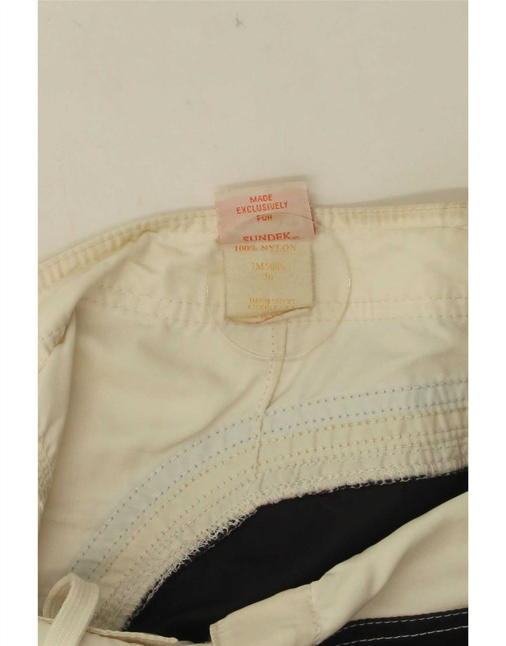 Sundek Herren-Badeshorts, groß, weißes Colourblock-Nylon