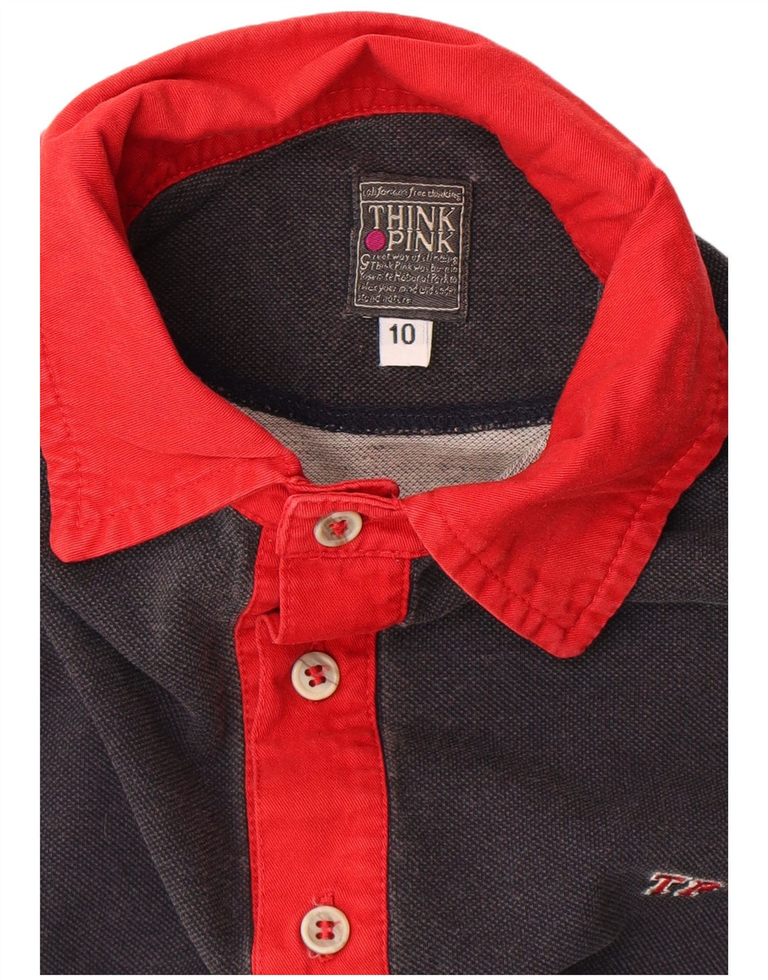 Think Pink Jungen-Poloshirt, 9–10 Jahre, graue Colourblock-Baumwolle