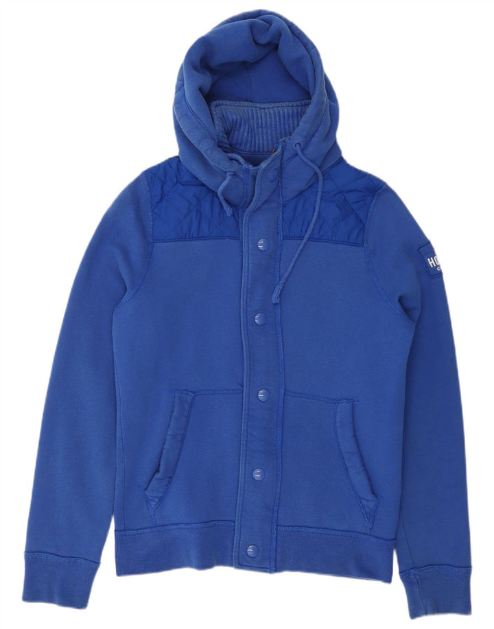 HOLLISTER Herren-Kapuzenpullover mit Reißverschluss, mittelblaue Baumwolle
