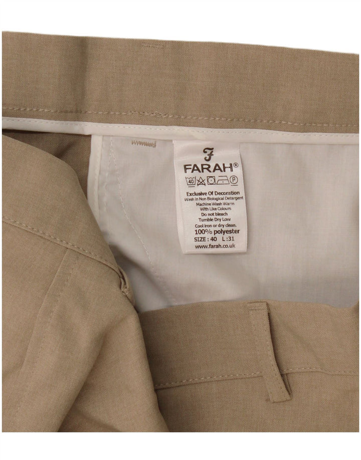 Farah Herren-Freizeithose, gerade, W40, L31, Beige, Polyester