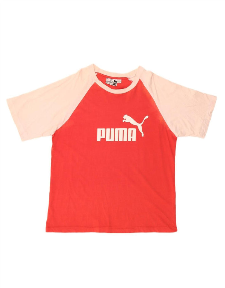 PUMA Mens Graphic T-Shirt Top 2XL Red Colourblock