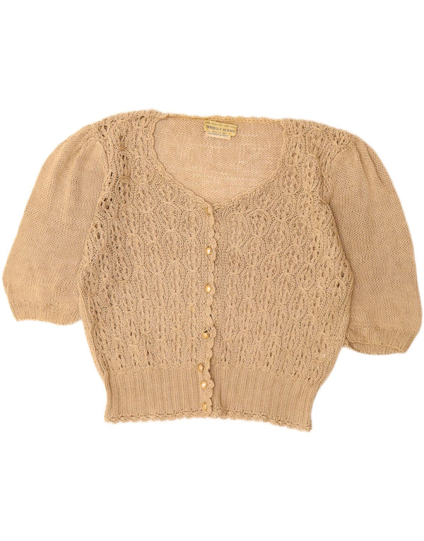 MARIELLA BURANI Damen Kurzarm-Cardigan-Pullover UK 16 Large Beige