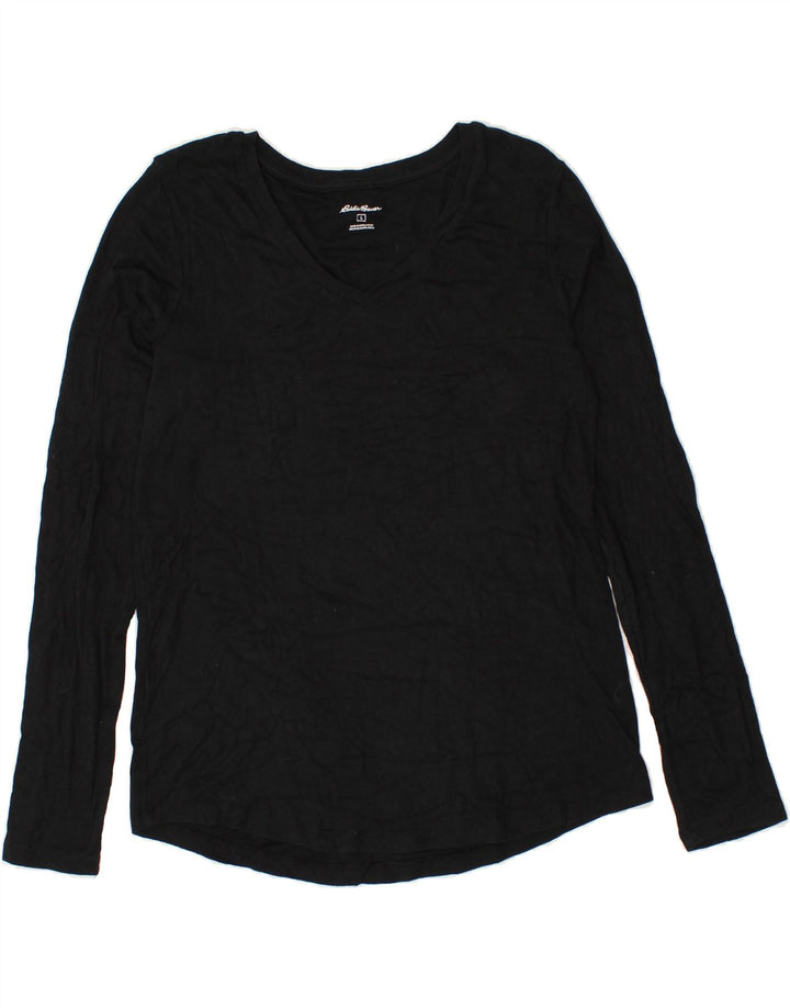 EDDIE BAUER Damen Top Langarm UK 16 Large Schwarz Baumwolle