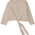 Naracamicie Damen Crop Wrap Shirt Bluse UK 14 Mittelweiße Baumwolle