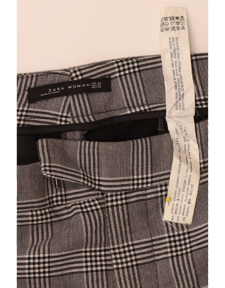Gerade Anzughose für Damen von Zara, EU 38, Größe S, W32, L26, grau kariertes Polyester