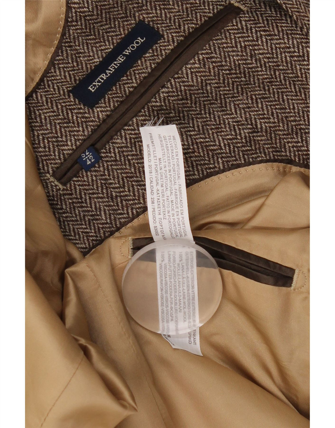 Massimo Dutti Herren-Blazer mit 2 Knöpfen, EU 52, großes braunes Fischgrätenmuster