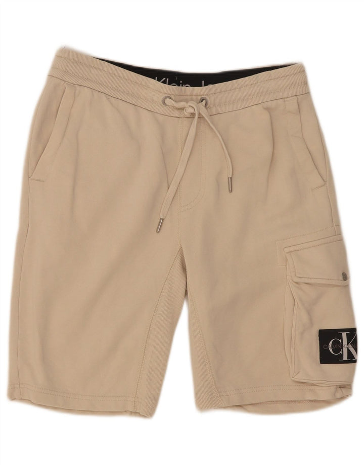 Calvin Klein Herren Cargo Sport Shorts Small Off White Baumwolle