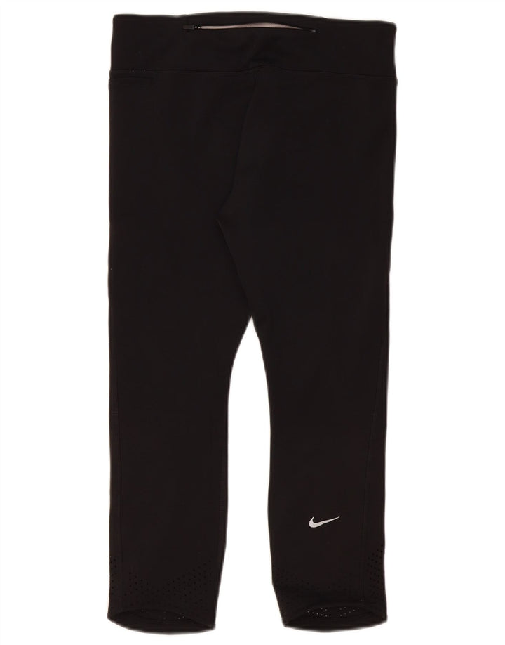 Nike Damen Dri Fit Capri Leggings UK 12 Medium Schwarz