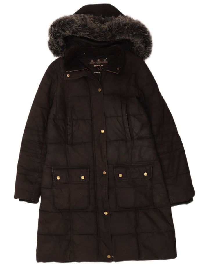 Barbour Wattierter Mantel mit Kapuze für Damen, UK 12, mittelschwarz