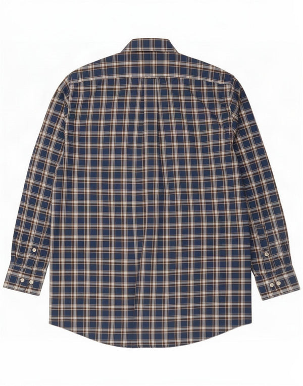 Kirkland Mens Traditional Fit Flannel Shirt Size 15 1/2 Medium Navy Blue