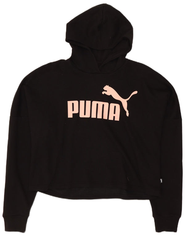PUMA Mädchen-Pullover mit übergroßem Crop Graphic Hoodie, 15–16 Jahre, schwarze Baumwolle