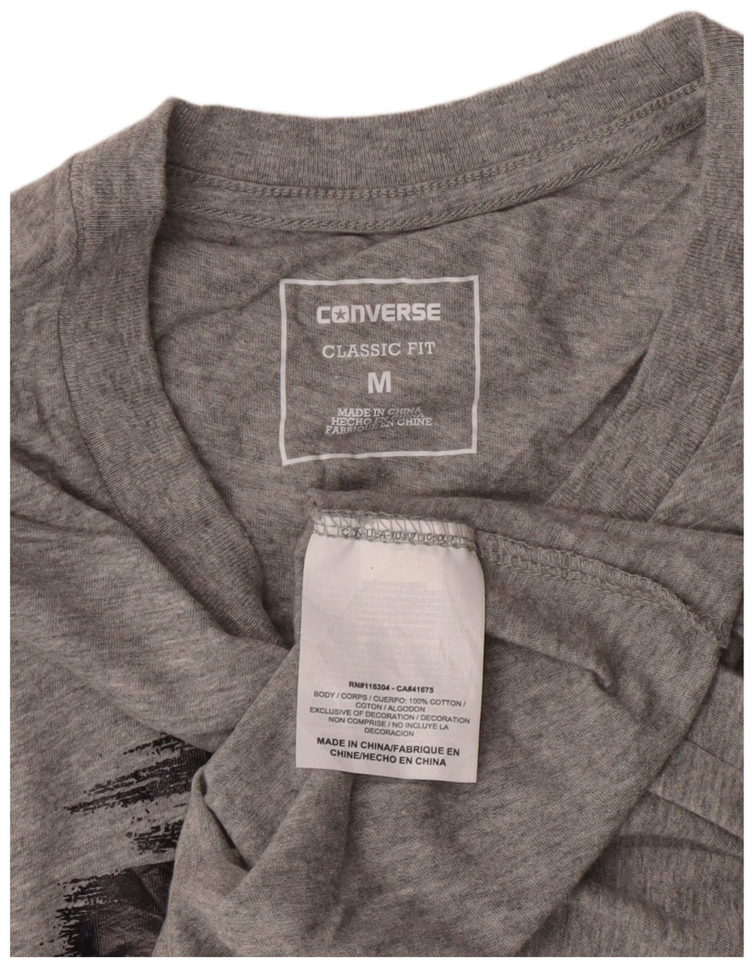 Converse Damen Grafik-T-Shirt-Oberteil UK 12 Mittelgraue Baumwolle