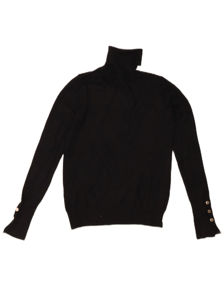 ZARA Womens Roll Neck Jumper Sweater UK 10 Small Black Viscose