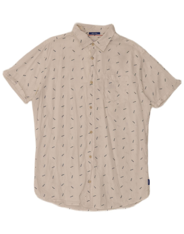 Jack & Jones Mens Short Sleeve Shirt Large White Spotted Beach