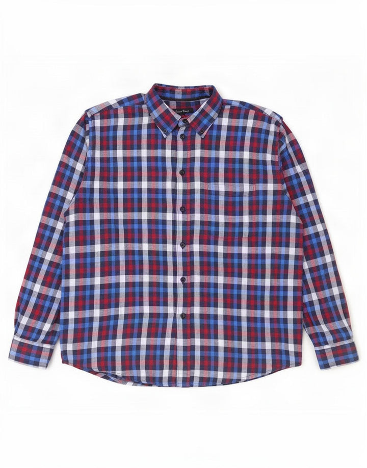 James Pringle Herren-Flanellhemd, groß, marineblau, kariert, Polyester