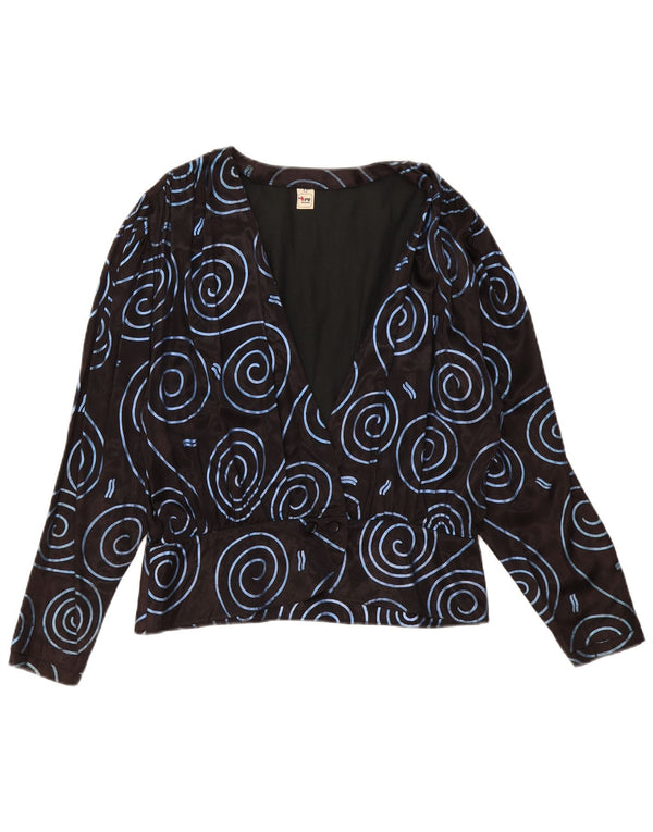 TRU Damen-Hemdbluse mit abstraktem Muster, Größe 42, mittelschwarz