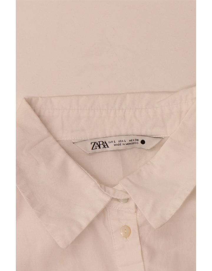 Zara Damen-Kleid mit 3/4-Ärmeln, A-Linie, Gr. 14, Größe L, Weiß, Polyester