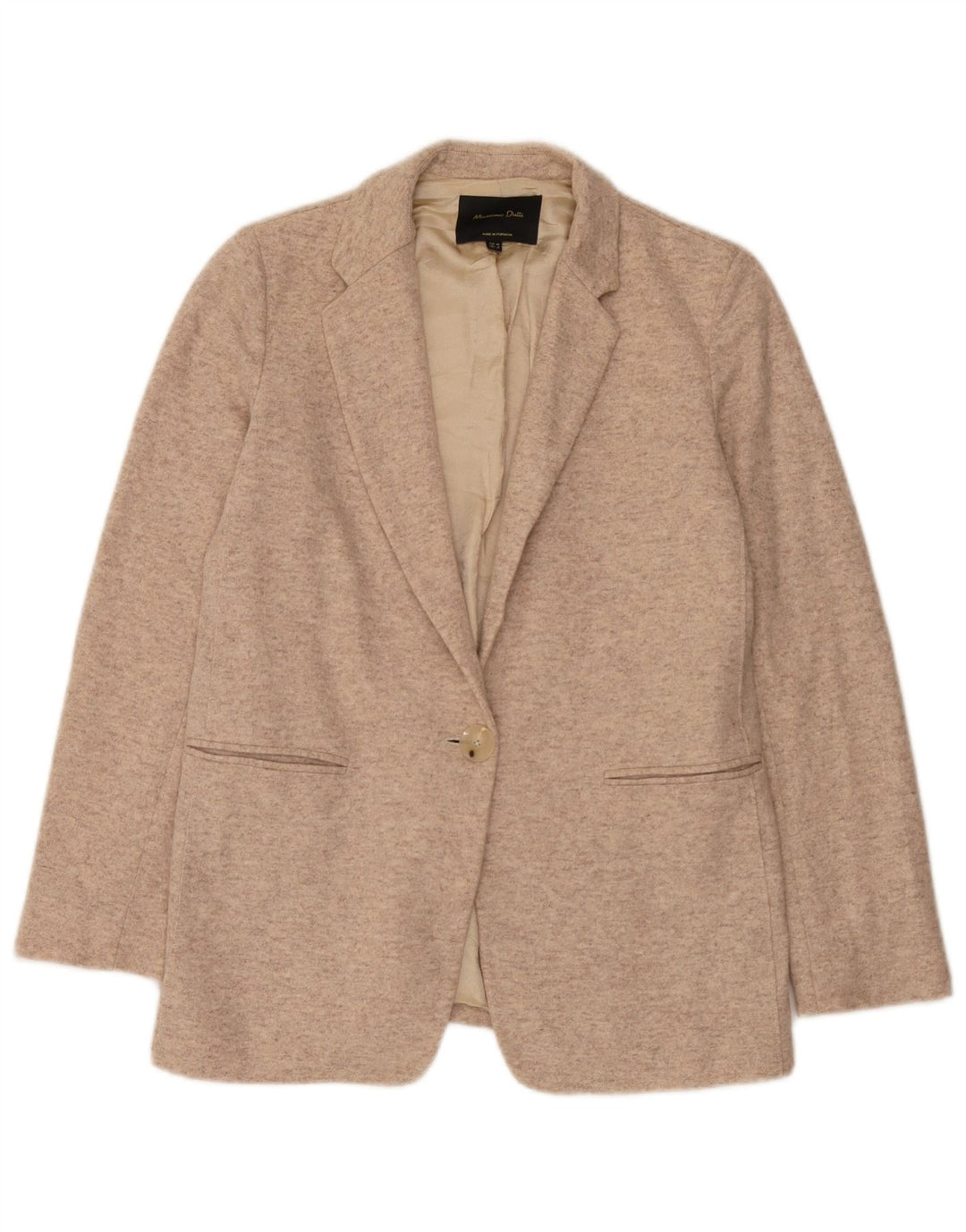 Massimo Dutti Damen-Strickblazer mit 1 Knopf, EU 38, klein, beige meliert