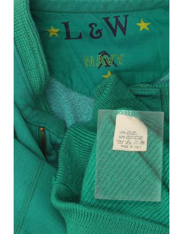 VINTAGE Herren-Cardigan-Pullover, große grüne Colourblock-Wolle