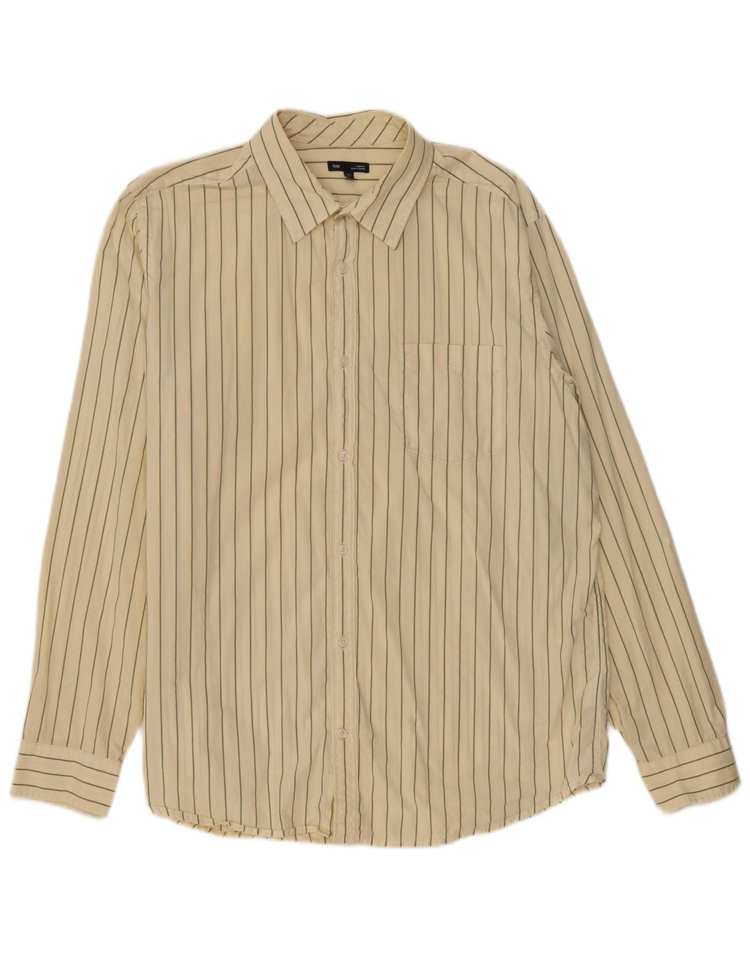 Gap Herren Original Fit Hemd XL Beige Nadelstreifen Baumwolle