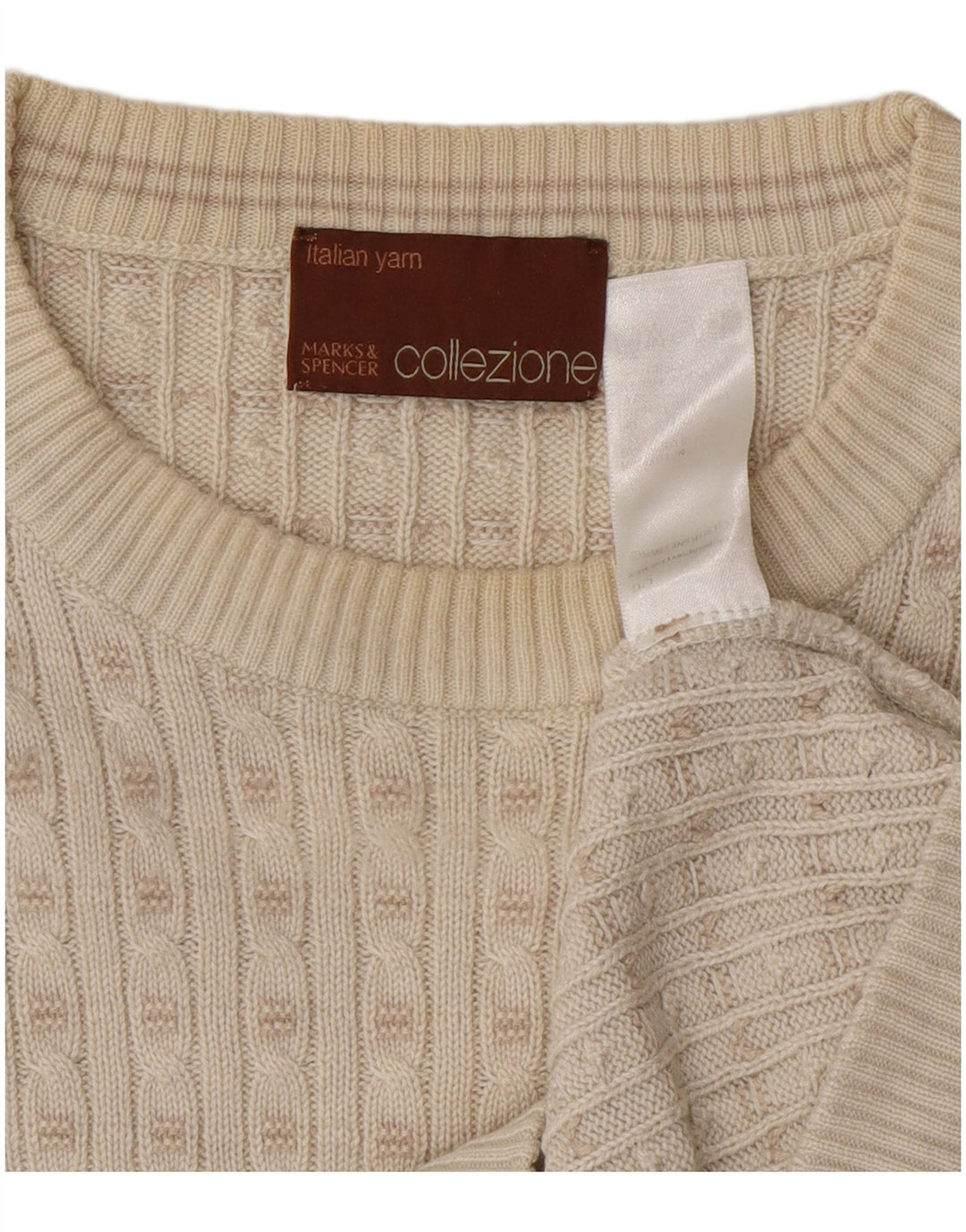 Marks & Spencer Herren-Pullover mit Rundhalsausschnitt, Medium, gebrochenes Weiß, Acryl