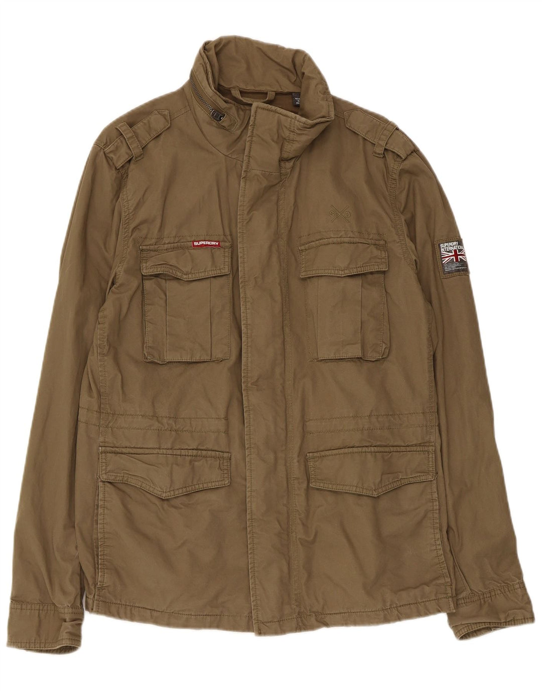 Superdry Herren Militärjacke UK 40 Large Khaki Baumwolle