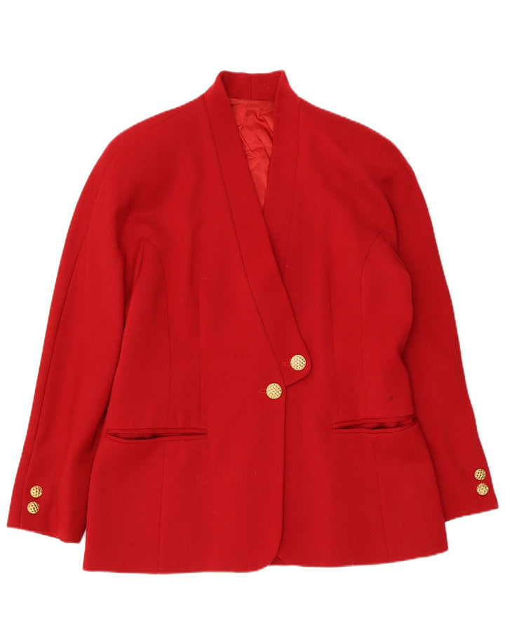 Vintage Damen 2-Knopf-Blazerjacke IT 44 Mittelrote Schurwolle
