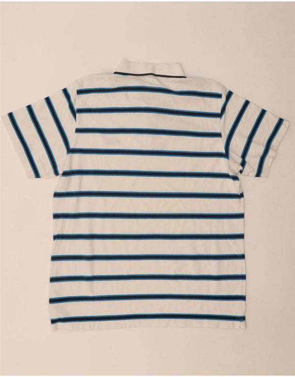 REEBOK Herren Poloshirt XL weiß gestreift aus Baumwolle