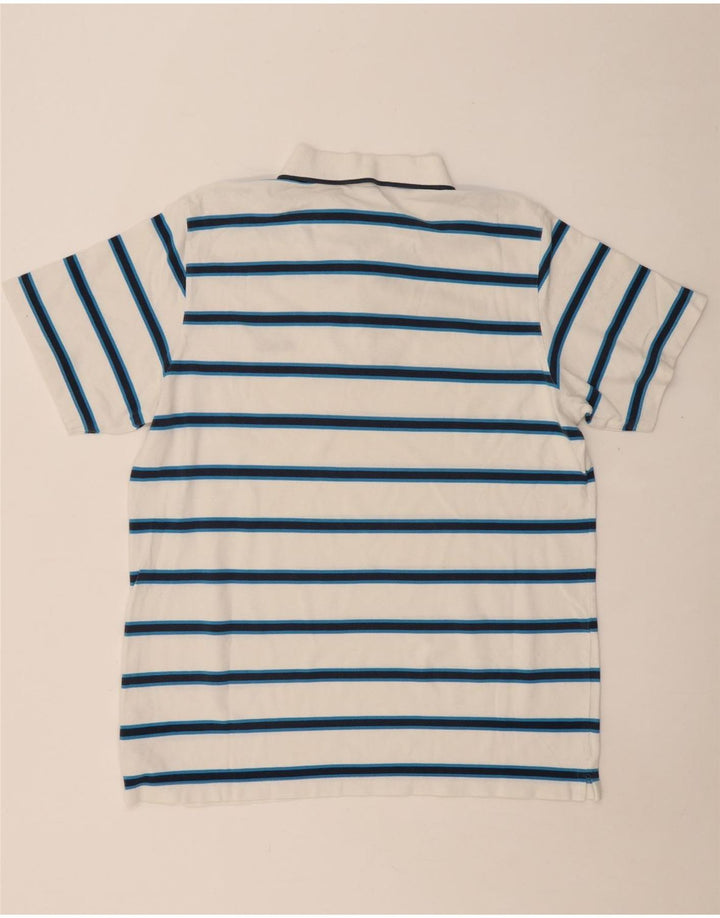 REEBOK Herren Poloshirt XL weiß gestreift aus Baumwolle