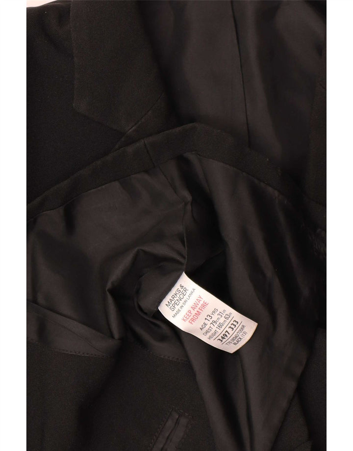 Marks & Spencer Jungen-Blazer mit 2 Knöpfen, 12–13 Jahre, schwarzes Polyester