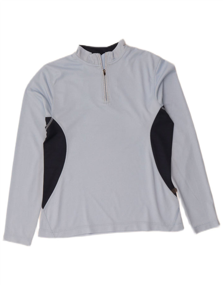 Crane Womens Zip Neck Top Langarm UK 10 Small Blue Colourblock