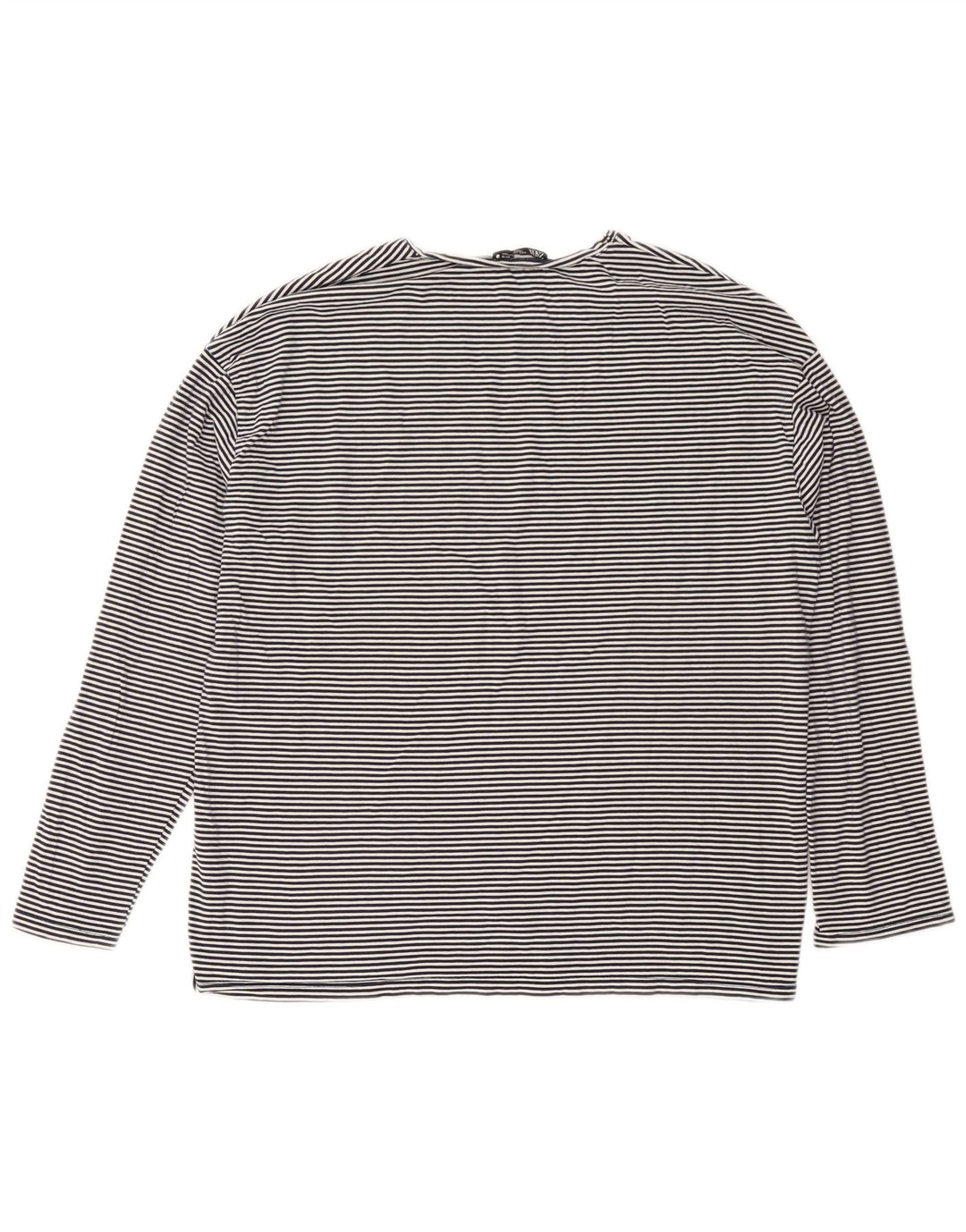 Zara Damen Übergroßes Top Langarm UK 10 Small Marineblau Nadelstreifen