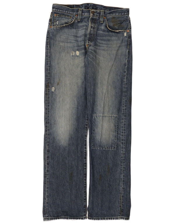 Levi's Herren 542 Distressed Bootcut Jeans W32 L34 Blaue Baumwolle