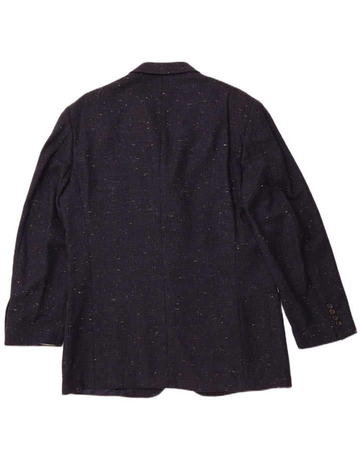 Corneliani Herren-Blazerjacke mit 3 Knöpfen, IT 50, große marineblau gesprenkelte Wolle