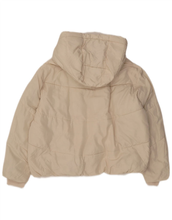 Zara Damen-Kapuzen-Übergröße, wattierte Jacke, UK 10, Größe S, cremefarbenes Polyester