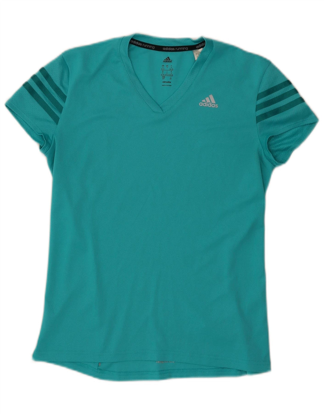 Adidas Damen Climalite T-Shirt Top UK 8/10 Small Türkis Polyester