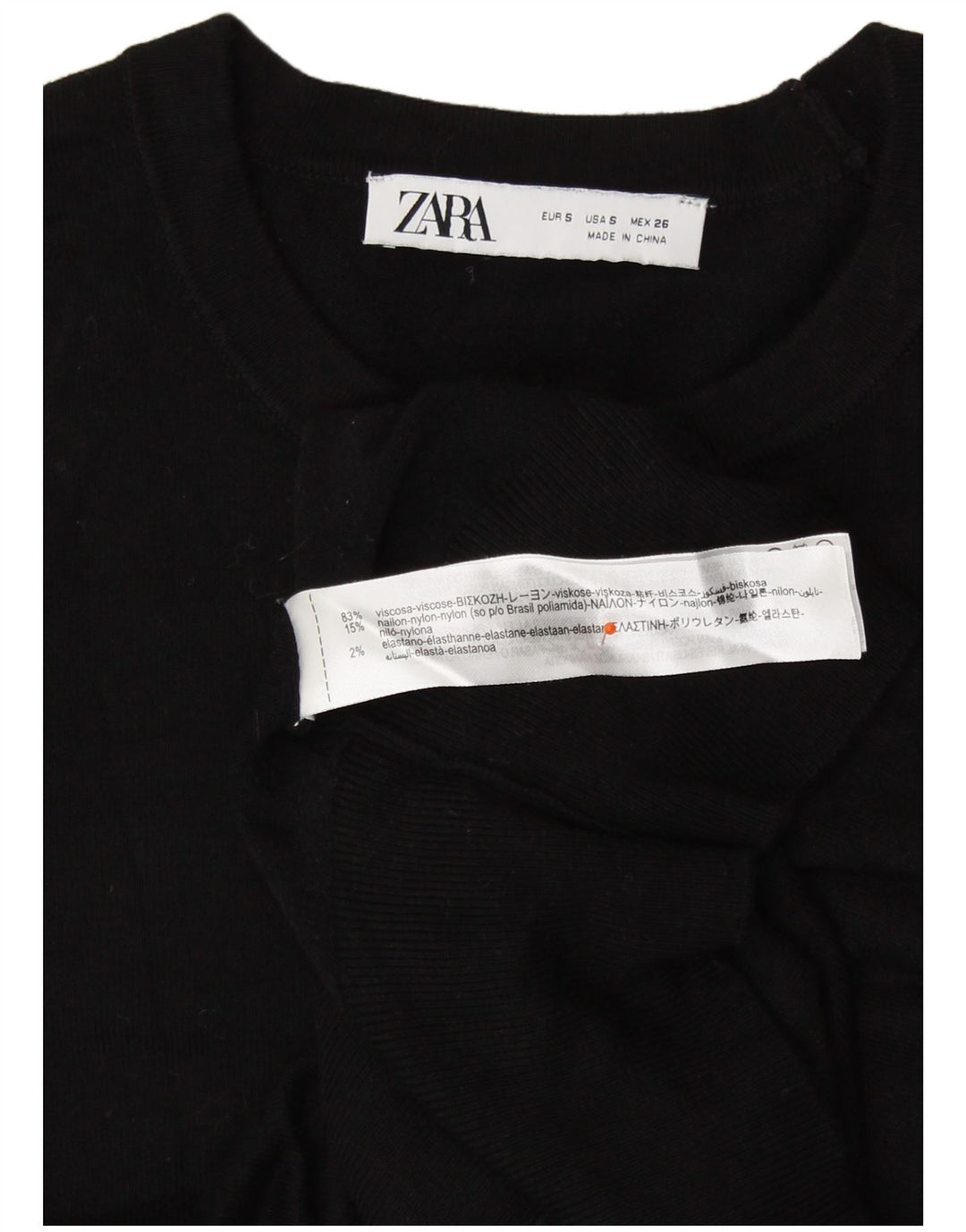 Zara Damen-Pullover mit Rundhalsausschnitt, Gr. 10, Größe S, schwarze Viskose